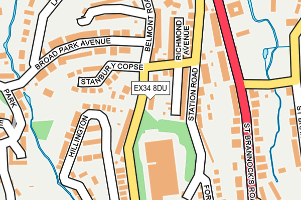 EX34 8DU map - OS OpenMap – Local (Ordnance Survey)