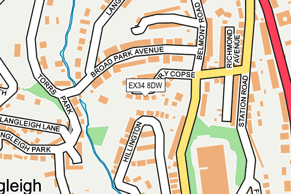 EX34 8DW map - OS OpenMap – Local (Ordnance Survey)