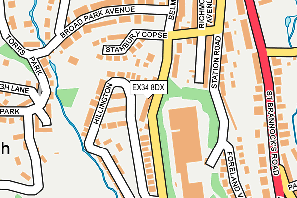 EX34 8DX map - OS OpenMap – Local (Ordnance Survey)