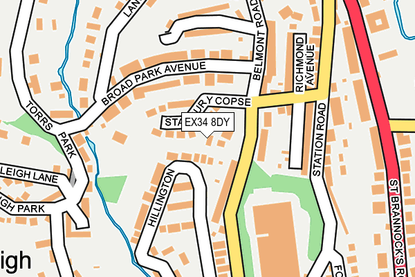 EX34 8DY map - OS OpenMap – Local (Ordnance Survey)