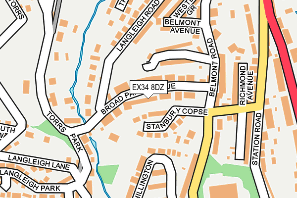 EX34 8DZ map - OS OpenMap – Local (Ordnance Survey)