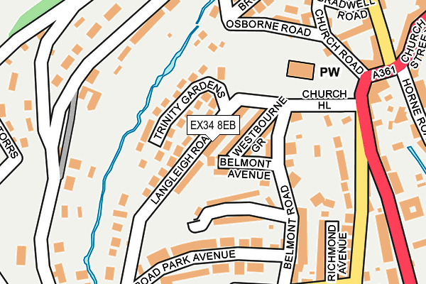 EX34 8EB map - OS OpenMap – Local (Ordnance Survey)