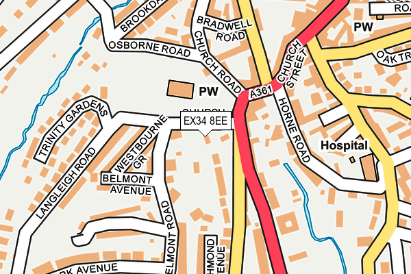 EX34 8EE map - OS OpenMap – Local (Ordnance Survey)