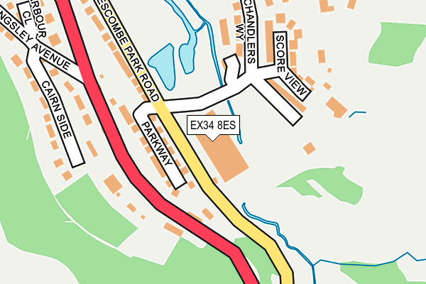 EX34 8ES map - OS OpenMap – Local (Ordnance Survey)