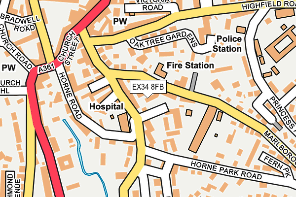 EX34 8FB map - OS OpenMap – Local (Ordnance Survey)