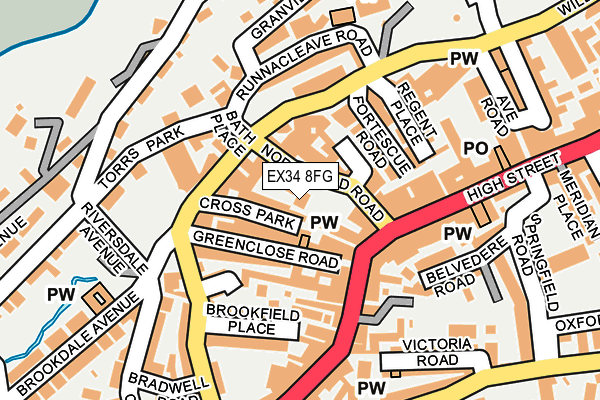 EX34 8FG map - OS OpenMap – Local (Ordnance Survey)