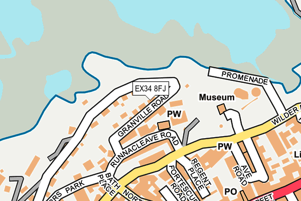 EX34 8FJ map - OS OpenMap – Local (Ordnance Survey)