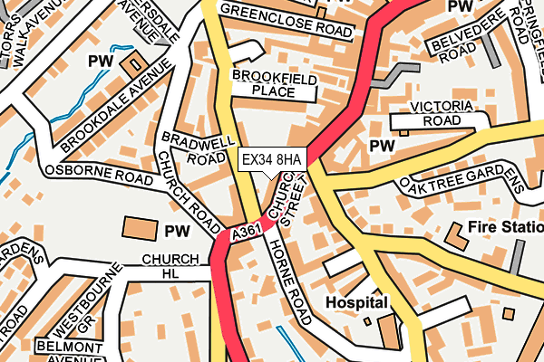 EX34 8HA map - OS OpenMap – Local (Ordnance Survey)