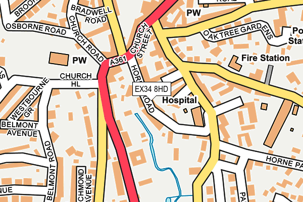 EX34 8HD map - OS OpenMap – Local (Ordnance Survey)