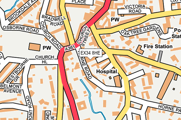 EX34 8HE map - OS OpenMap – Local (Ordnance Survey)