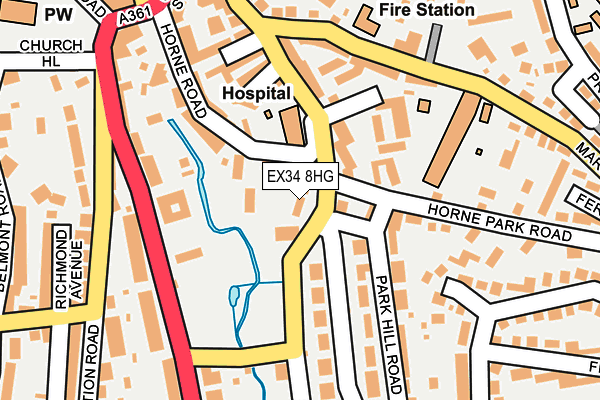EX34 8HG map - OS OpenMap – Local (Ordnance Survey)