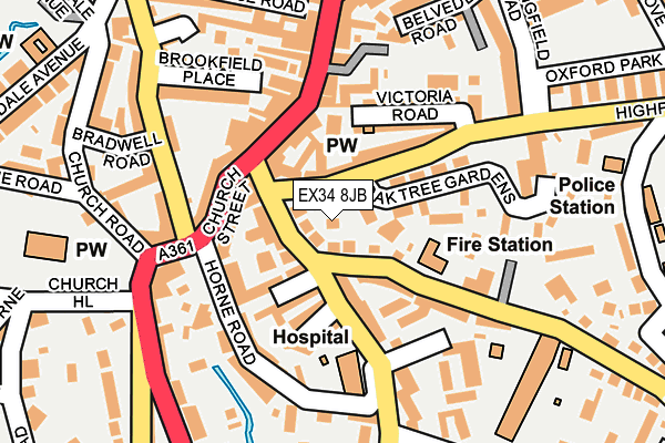 EX34 8JB map - OS OpenMap – Local (Ordnance Survey)