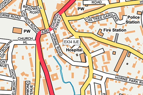 EX34 8JE map - OS OpenMap – Local (Ordnance Survey)