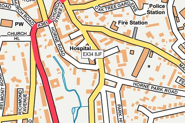 EX34 8JF map - OS OpenMap – Local (Ordnance Survey)