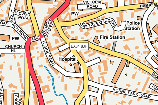 EX34 8JH map - OS OpenMap – Local (Ordnance Survey)