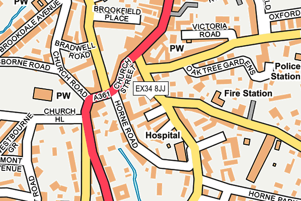 EX34 8JJ map - OS OpenMap – Local (Ordnance Survey)