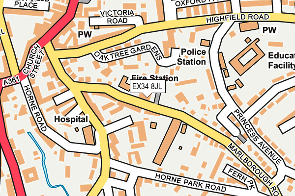 EX34 8JL map - OS OpenMap – Local (Ordnance Survey)