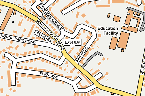 EX34 8JP map - OS OpenMap – Local (Ordnance Survey)