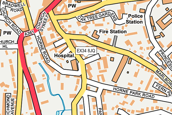 EX34 8JQ map - OS OpenMap – Local (Ordnance Survey)