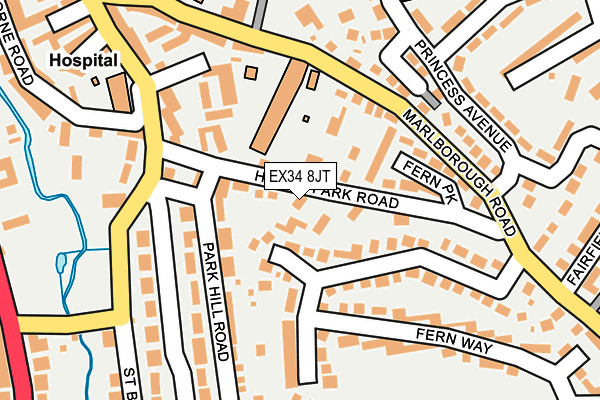 EX34 8JT map - OS OpenMap – Local (Ordnance Survey)