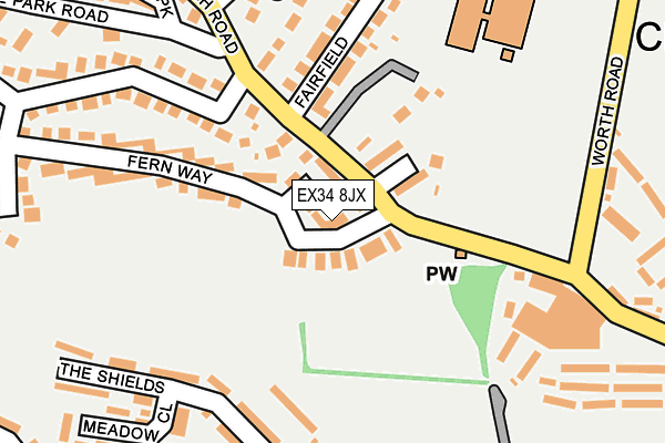 EX34 8JX map - OS OpenMap – Local (Ordnance Survey)