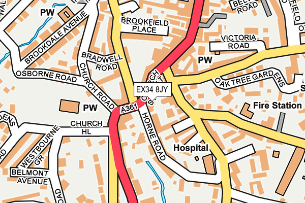 EX34 8JY map - OS OpenMap – Local (Ordnance Survey)