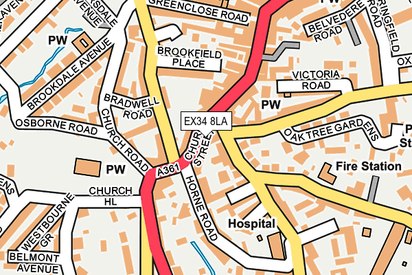 EX34 8LA map - OS OpenMap – Local (Ordnance Survey)