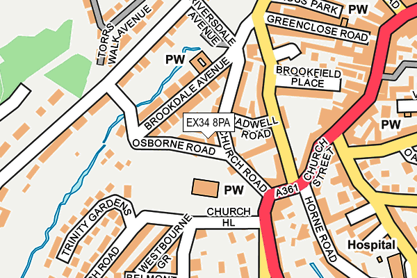 EX34 8PA map - OS OpenMap – Local (Ordnance Survey)