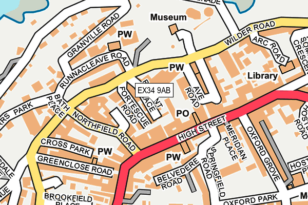 EX34 9AB map - OS OpenMap – Local (Ordnance Survey)
