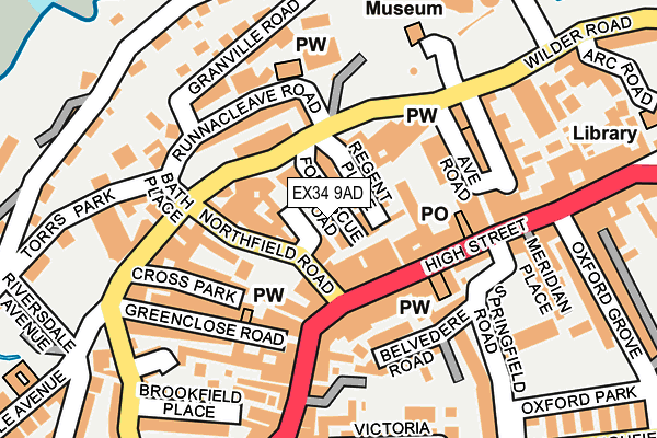 EX34 9AD map - OS OpenMap – Local (Ordnance Survey)