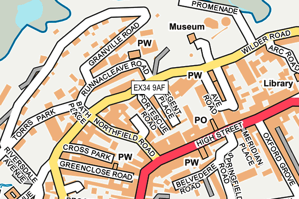 EX34 9AF map - OS OpenMap – Local (Ordnance Survey)