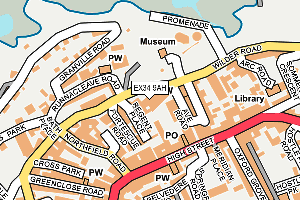 EX34 9AH map - OS OpenMap – Local (Ordnance Survey)