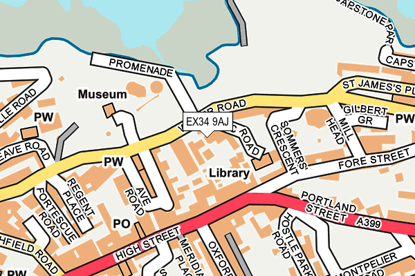 EX34 9AJ map - OS OpenMap – Local (Ordnance Survey)