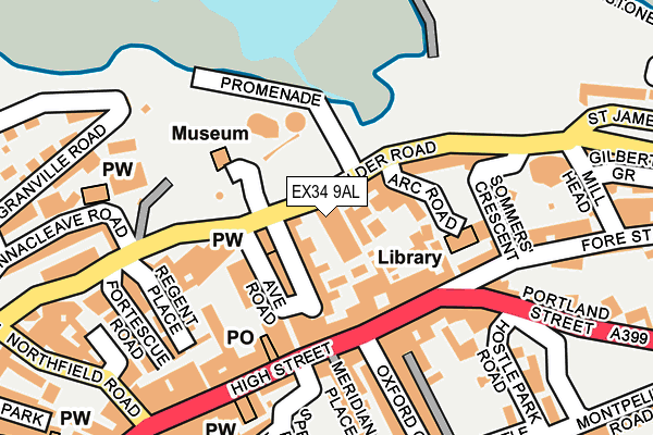 EX34 9AL map - OS OpenMap – Local (Ordnance Survey)