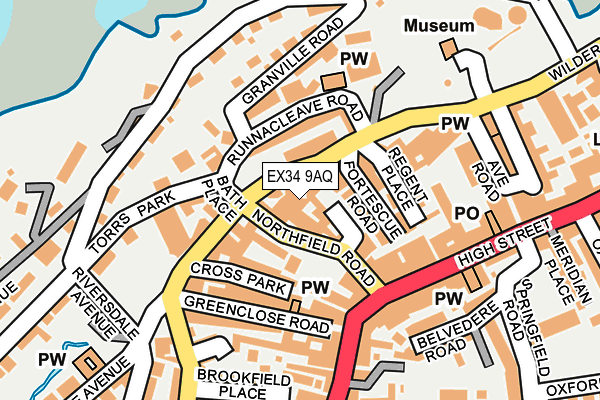EX34 9AQ map - OS OpenMap – Local (Ordnance Survey)