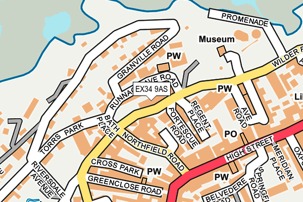 EX34 9AS map - OS OpenMap – Local (Ordnance Survey)