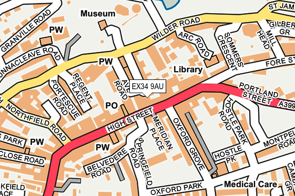 EX34 9AU map - OS OpenMap – Local (Ordnance Survey)