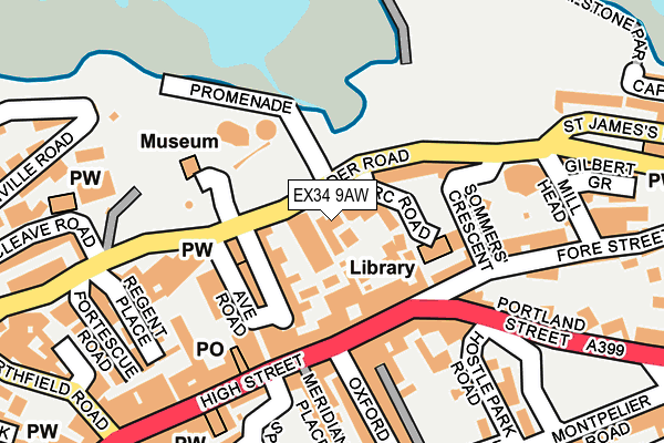 EX34 9AW map - OS OpenMap – Local (Ordnance Survey)