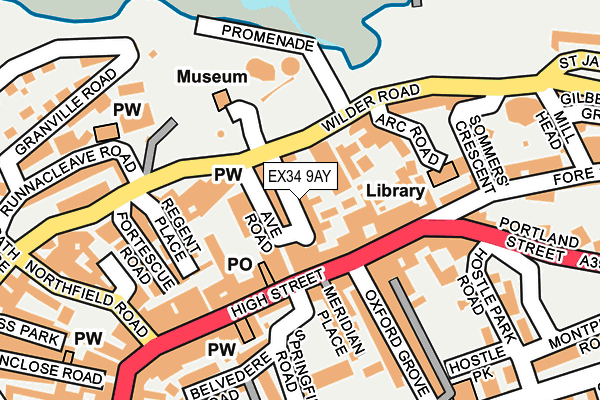 EX34 9AY map - OS OpenMap – Local (Ordnance Survey)