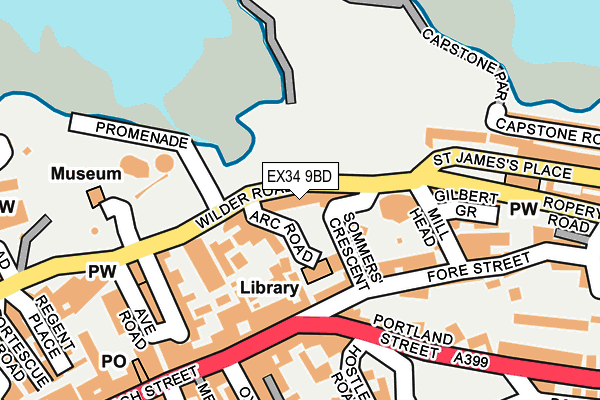 EX34 9BD map - OS OpenMap – Local (Ordnance Survey)