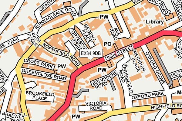 EX34 9DB map - OS OpenMap – Local (Ordnance Survey)