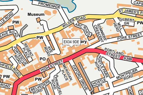 EX34 9DE map - OS OpenMap – Local (Ordnance Survey)