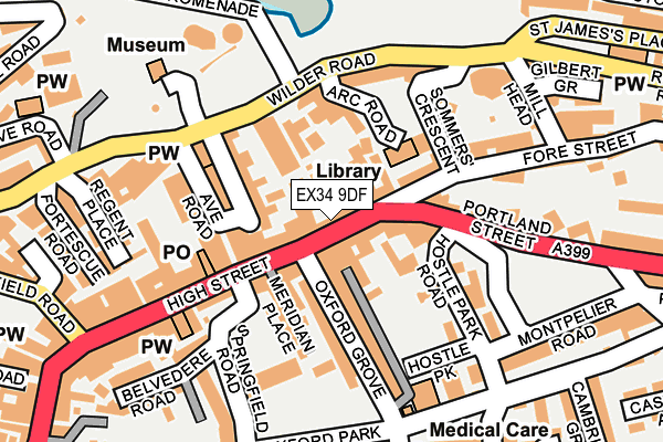 EX34 9DF map - OS OpenMap – Local (Ordnance Survey)