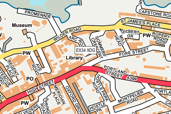 EX34 9DG map - OS OpenMap – Local (Ordnance Survey)