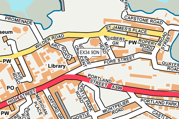 EX34 9DN map - OS OpenMap – Local (Ordnance Survey)