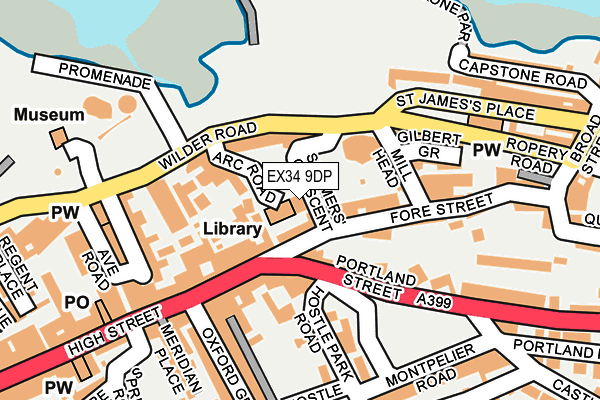 EX34 9DP map - OS OpenMap – Local (Ordnance Survey)