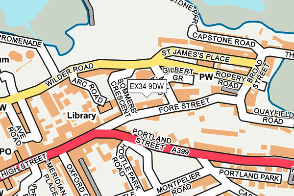 EX34 9DW map - OS OpenMap – Local (Ordnance Survey)