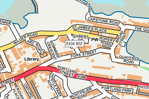 EX34 9DZ map - OS OpenMap – Local (Ordnance Survey)