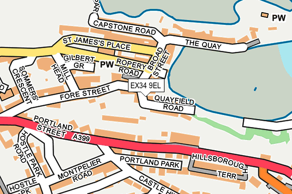 EX34 9EL map - OS OpenMap – Local (Ordnance Survey)