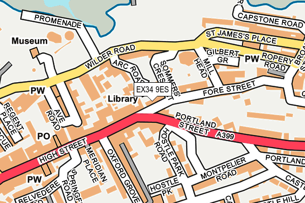 EX34 9ES map - OS OpenMap – Local (Ordnance Survey)